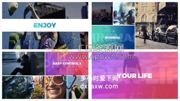 清新时尚现代幻灯片创意分割滑动效果图片动画视频-AE模板工程