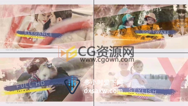 水墨水彩散开回忆相册展示照片动画效果视频制作-AE模板下载