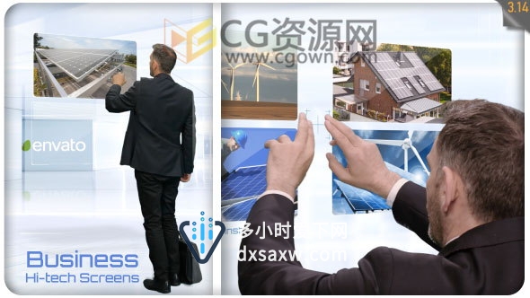 商业高科技屏幕人物操作合成触摸屏动画效果AE模板
