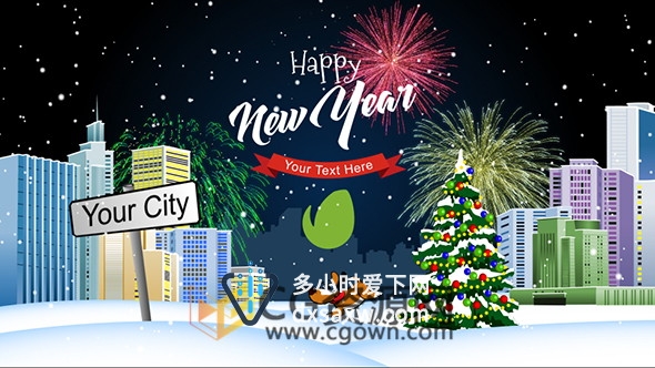 矢量图制作卡通风格圣诞节片头动画视频效果-AE模板下载