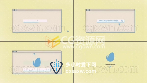 卡通风格搜索窗口社交媒体LOGO动画MG片头-AE模板下载
