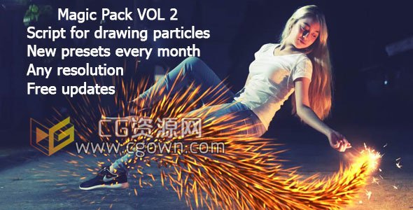 AE模板30组Particular粒子特效预设工程魔术烟雾火花光线VFX效果