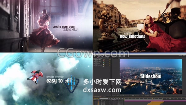 动感快节奏切换幻灯片效果多种转场视频宣传片头制作-AE模板下载