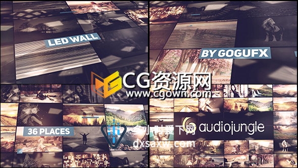 AE模板图片视频墙拼贴展示照片标志LOGO片头动画效果