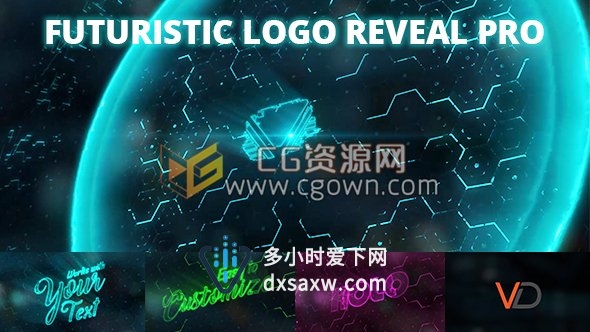 激光爆炸冲击波霓虹电流演绎标志LOGO片头动画AE模板