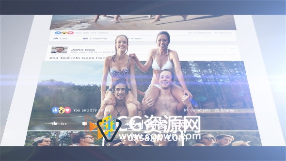 三维照片流行时间线故事相册3D人物立体效果AE模板