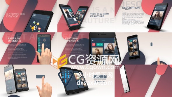 手机AppStore应用程序UX设计页面展示介绍动画-AE模板下载