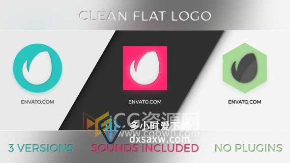 3种形状圆方六角扁平化MG动画LOGO片头效果-AE模板下载