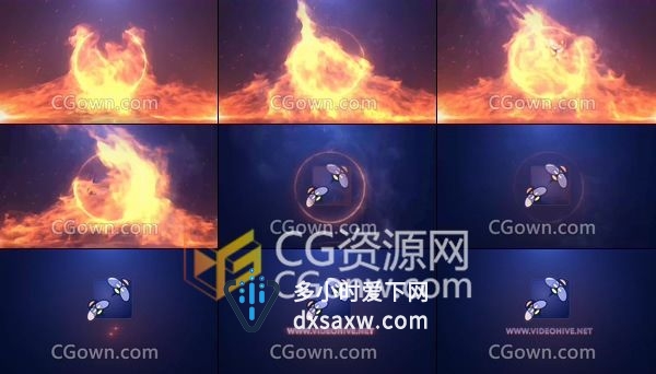 大火焰燃烧火球演绎标志LOGO动画效果片头-AE模板工程