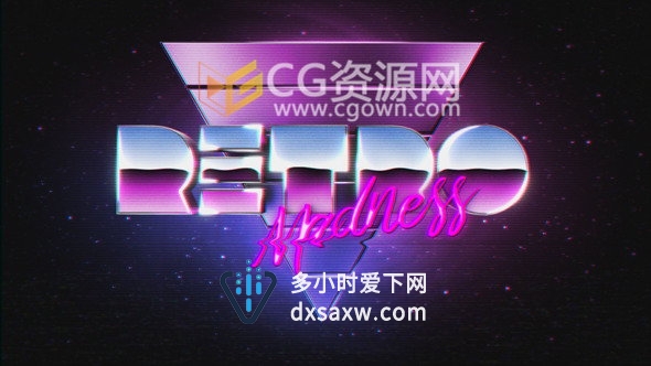 VHS复古风格信号失真三维LOGO动画片头-AE模板下载