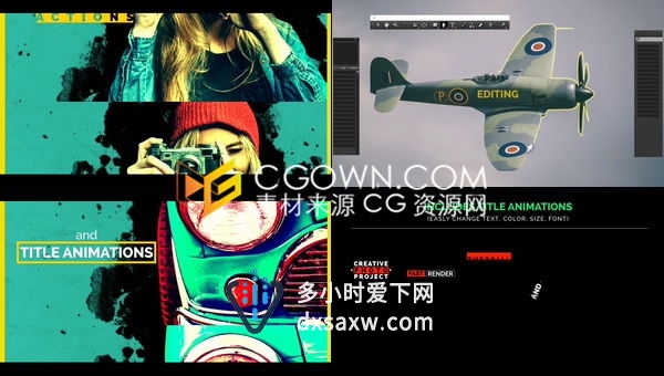 故障水墨定格动画效果照片人物介绍动态宣传视频制作-AE模板下载