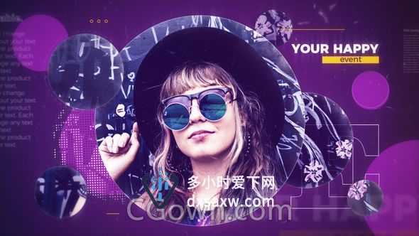 圆形遮罩展示照片动感快节奏切换幻灯片效果宣传视频相册-AE模板下载