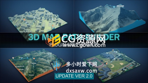 制作三维地图地形地点路径轨道展示连接位移动画-AE模板下载