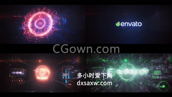 未来高科技HUD全息图形光线数字LOGO动画片头-AE模板下载
