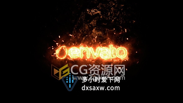 能量火焰燃烧特效演绎LOGO标志片头字动画-AE模板下载