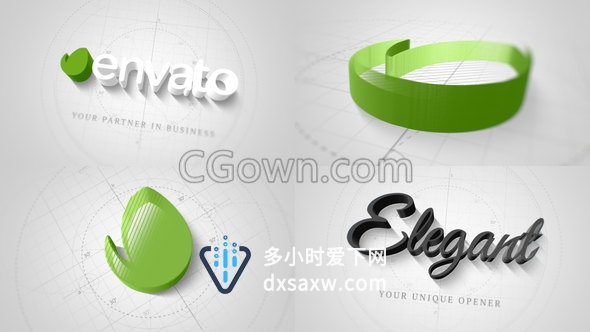 技术科技公司LOGO设计绘制3D挤压标志动画片头-AE模板下载