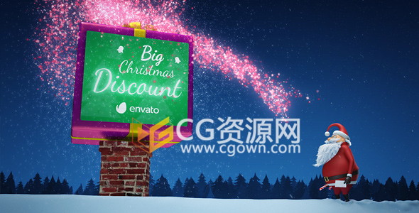 三维卡通圣诞老人房子演绎Christmas片头动画-AE模板下载