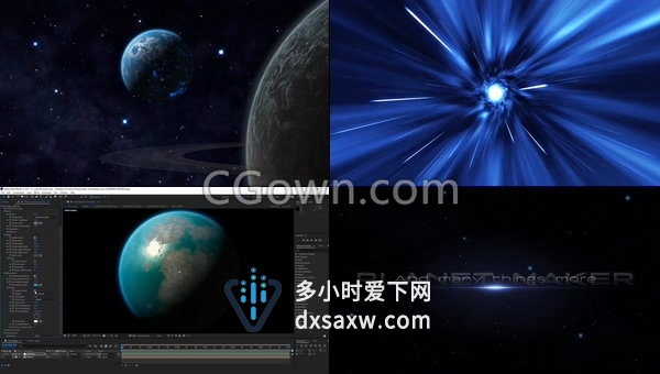 三维宇宙行星地球制作文学科学科幻太空恒星效果视频-AE模板下载