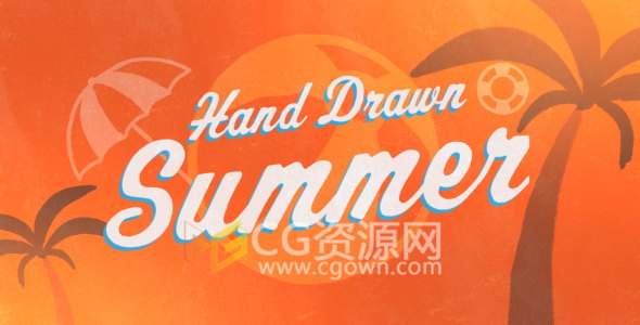 手绘素描夏天卡通绘画棕榈树元素动画片头视频-AE模板下载
