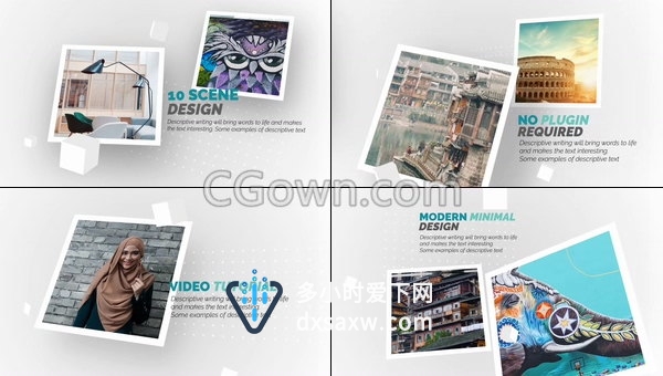 同时双张悬浮照片展示动画创意相册视频制作工程-AE模板下载