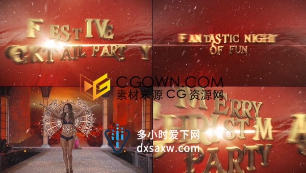 圣诞派对聚会宣传片介绍金色标题动画效果视频-AE模板下载