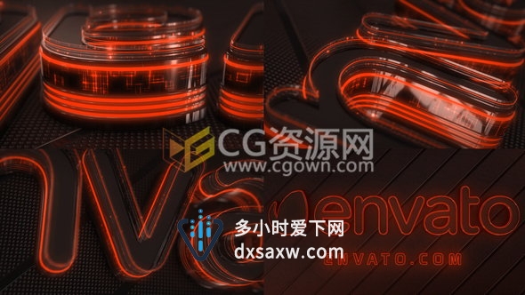 E3D制作三维霓虹灯玻璃LOGO文字动画高科技片头-AE模板下载