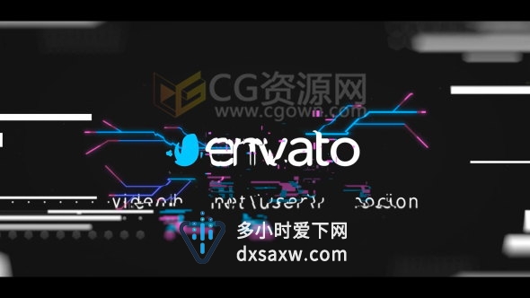 4K分辨率现代科技感彩色Glitch损坏信号特效LOGO动画AE模板