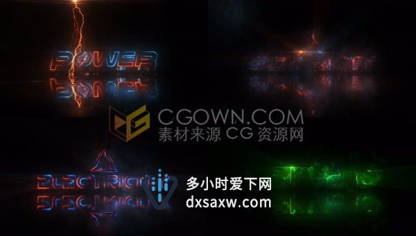 黑暗闪烁电流霓虹灯能量特效效果LOGO动画片头-AE模板下载