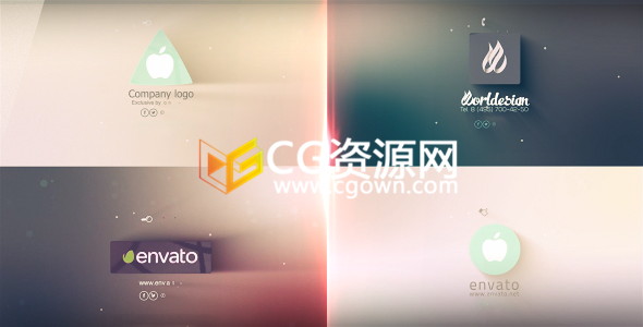 公司LOGO制作标志片头动画气泡图标图形动画效果-AE模板