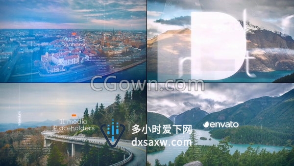 大字母标题遮罩视觉效果宣传片头视频幻灯片-AE模板下载