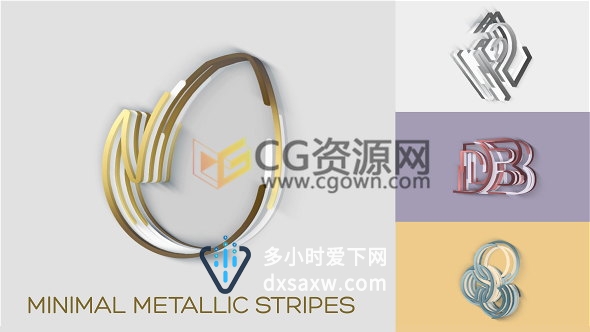 制作三维线条描边条纹生长演绎标志片头金属LOGO动画-AE模板