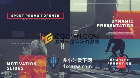 震撼动感体育宣传片故障特效运动风格开场视频制作-AE模板下载