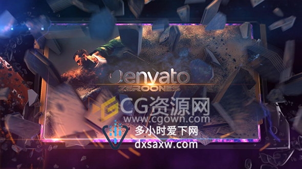 E3D制作三维破碎特效展示图片3D文字宣传片头视频AE模板