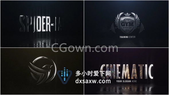 大气三维英雄漫画风格光泽金属LOGO动画片头-AE模板下载