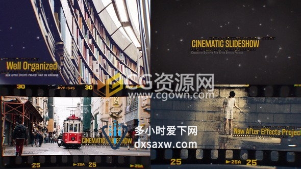 胶片回忆风格展示照片动画效果相册视频制作工程-AE模板下载