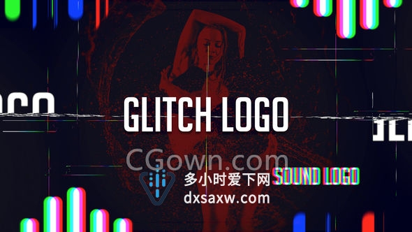 Glitch混乱故障RGB分割跳动特效LOGO游戏科技片头-AE模板下载