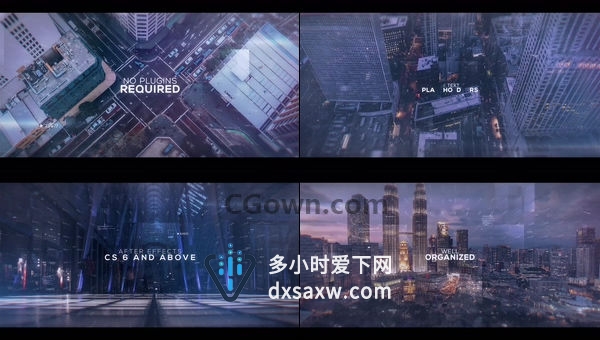 现代化城市商务企业数字视差动态摄影幻灯片演示宣传视频-AE模板下载