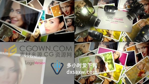 摄影工作室数码单反相机镜头闪光灯宣传照片作品集视频片头-AE模板下载
