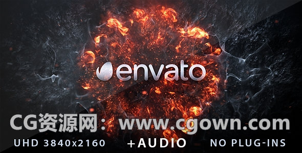 爆炸燃烧火焰4K超高清标志显示片头动画效果-AE模板工程
