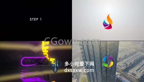 分层标志效果动画耀斑烟雾光泽发光闪亮LOGO制作-AE模板下载