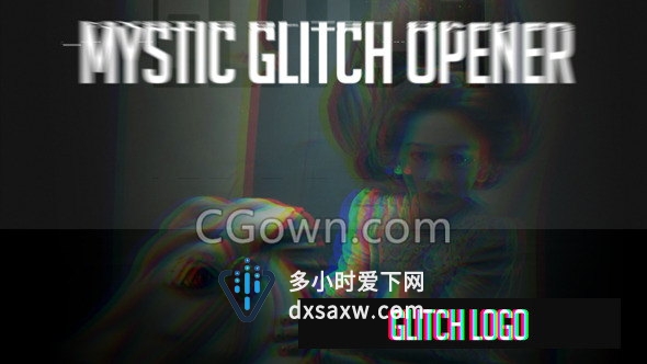 信号故障毛刺揭幕混乱惊悚画面风格效果视频LOGO-AE模板下载