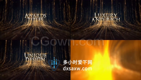 4K高大尚魅力豪华黄金粒子开幕典礼背景视频电影颁奖公司年会高端婚礼开场白-AE模板下载