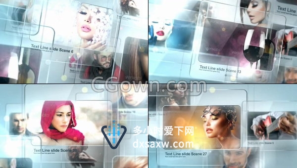 透明玻璃片效果展示照片动画展示宣传幻灯片视频-AE模板下载
