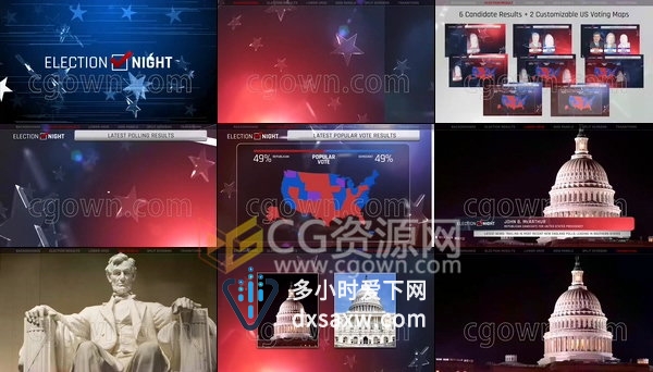 政治新闻报道电视栏目整体包装片头字幕图形设计-AE模板工程