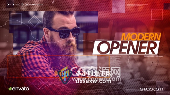 时尚运动现代幻灯片社会媒体图文切换动画片头视频-AE模板下载