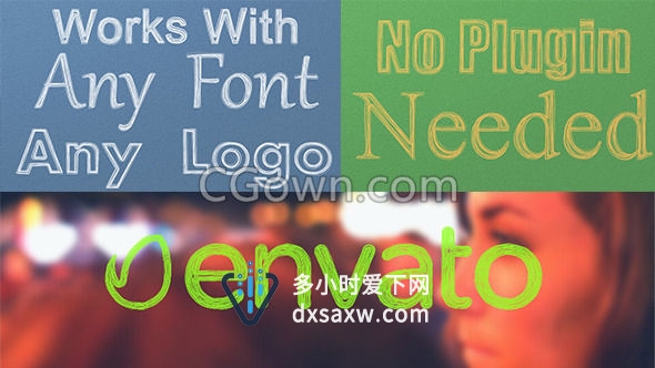 品牌LOGO文字线条素艺术素材绘图设计动画视频片头-AE模板下载