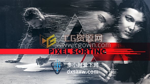 像素分离拉伸跳动效果宣传视频开场动画制作AE模板