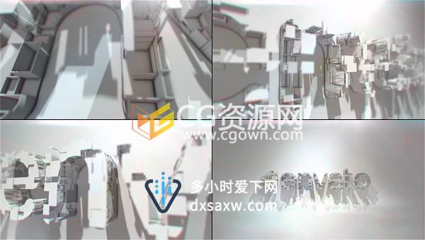 E3D制作三维建筑标志线条搭建筑挤压蓝图LOGO动画-AE模板下载