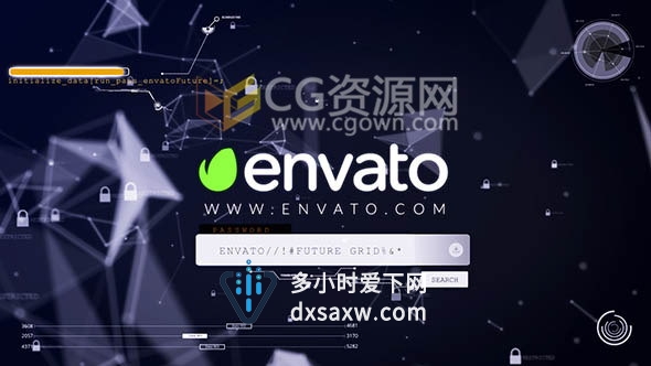 代码字符矩阵科技感网络安全性LOGO片头动画AE模板
