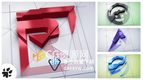 AE模板三维挤压生长图形动画建筑公司宣传片头LOGO